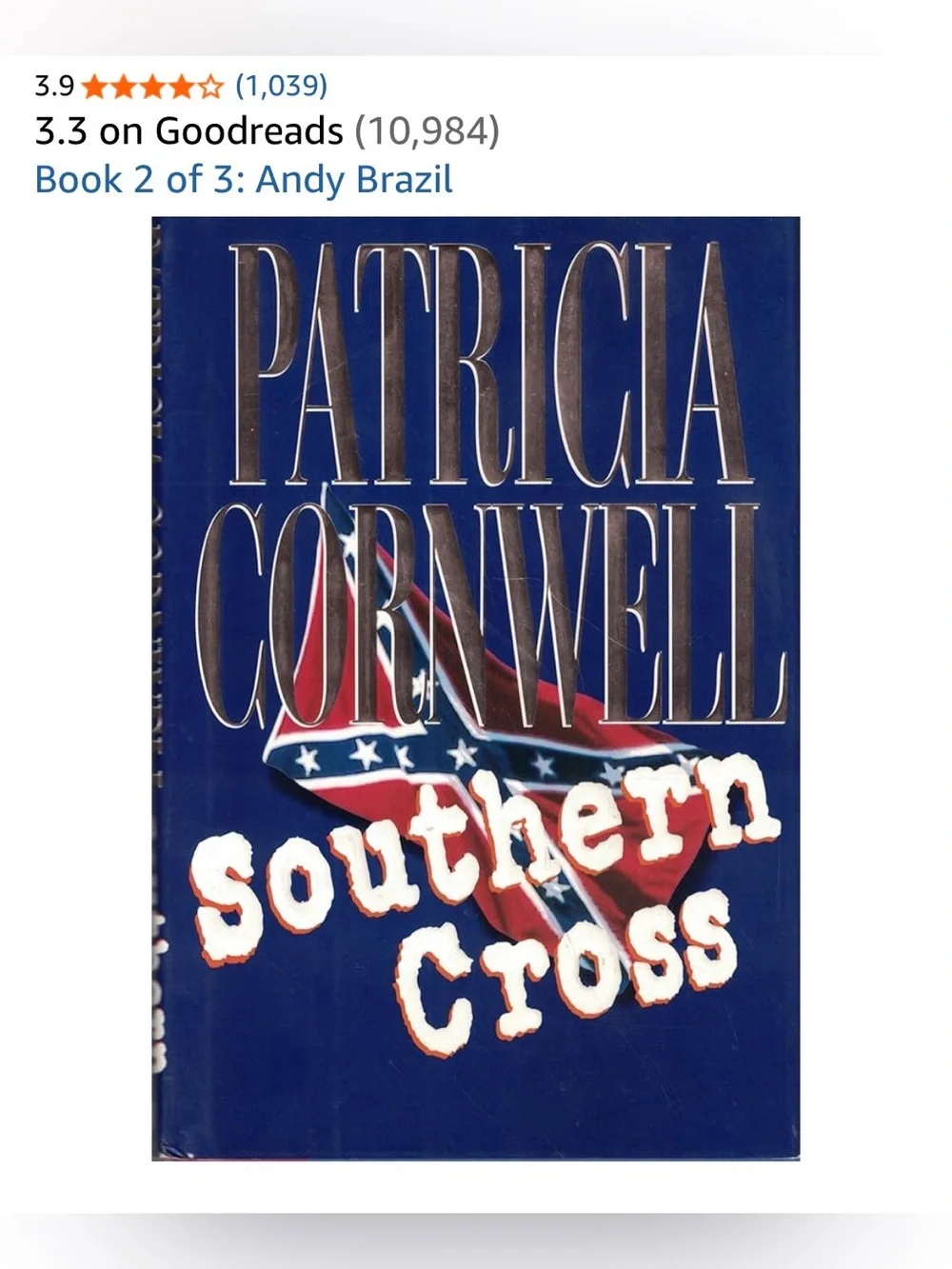 Patricia Cornwell "Southern Cross" Hardcover Book - Book 2 of 3 Andy Brazil - Picture 3 of 9